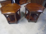 Matching Pair of Wooden Octogon End Tables