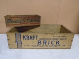 Vintage Wooden Borden's & Kraft Cheese Boxes