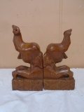Set of Wooden Elephant Book Ends
