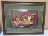 Framed and Matted Dogs Playing Poker Print