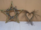 Wooden Country Wreath Star & Wreath Heart