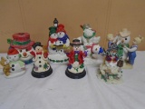 8pc Group pf Snowman Figurines