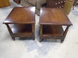 Matching Pair of End Tables w/ Drawer in Bottom