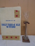 Half Yard of Ale Glass Container w/ Wood Stand