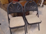 2 Matching Padded Seat Metal Folding Chairs