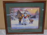 Framed & Matted Snowman Print