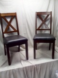 Pair of X-Back Leather Padded Dining Chairs