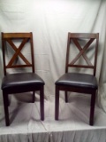 Pair of X-Back Leather Padded Dining Chairs