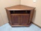 Wooden Corner TV Stand w/Double Doors and Shelf