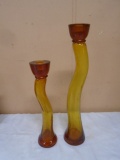 Set of Art Glass Canlde Holders