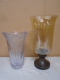 Lead Crystal Vase & Decorative Crackle Class Piece