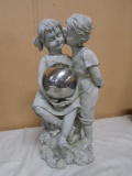 Kissing Boy & Girl w/ Gazing Ball Garden Statue