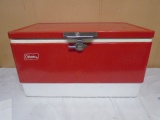 Vintage Red Metal Coleman Cooler