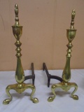 Pair of Solid Brass Fireplace Andirons