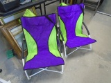 2 Purple & Green Folding Beach Chairs w/ Carry Bags