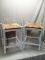 Pair of Wicker and Wood Stools
