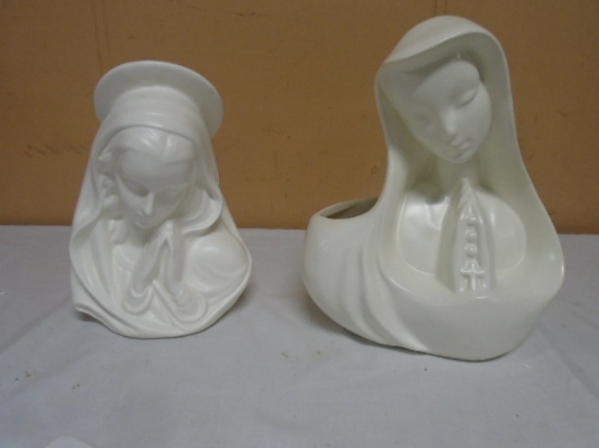 Hull USA #417 Mother Mary Planter & Lefton Mother Mary Planter