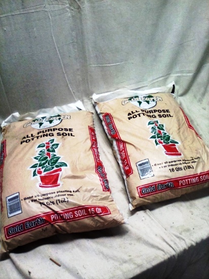 Pair of 16 Qt. bags of Gold Earth Potting Soil