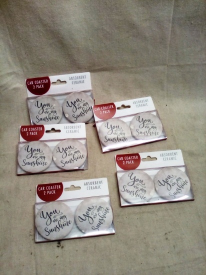 Five Packs of "You are My Sunshine" Car Coasters