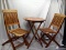 3-Piece Acacia Wood Bistro Set w/ Folding Table, 2 Chairs
