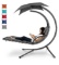 Hanging Curved Chaise Lounge Chair w/ Built-In Pillow, Removable Canopy