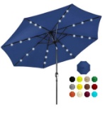 10ft Solar LED Lighted Patio Umbrella w/ Tilt Adjustment, Fade-Resistance