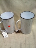 Pair of ThirstyStone White Metal Pitchers w/Black Speckles