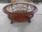 Beautiful Ornate Wood and Iron Glass Top Coffee Table