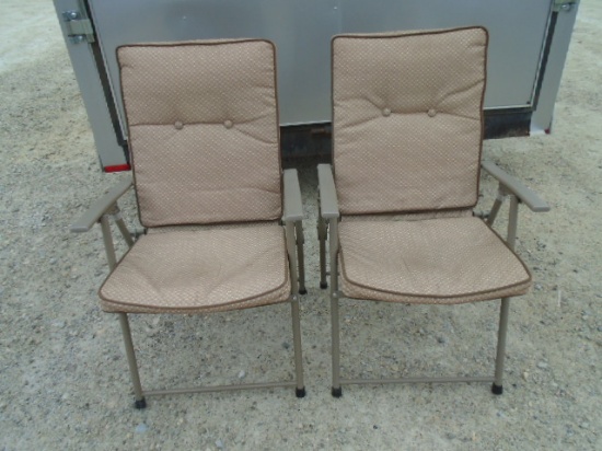 2 Matching Like New Padded Folding Lawn Chairs