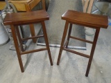 2 Matching Solid Wood Stools