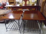 Matching Pair of Heavy Iron & Wood End Tables