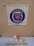 Tiger's Banner-Reds Small Bat-6 Baseballs Group