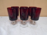 Set of 6 Ruby Stemmed Glasses