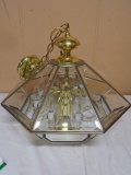 Beveled Glass 8 Bulb Hanging Light Fixture