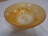 Vintage Jeanette Glass Iris and Herringbone Carnival Glass Bowl