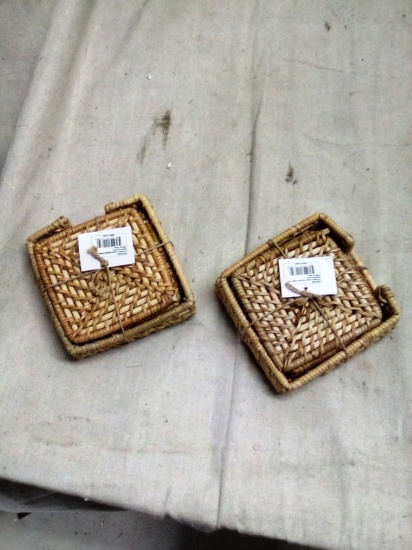 Pair of Wicker Coaster Sets