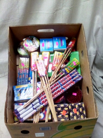 Large Box of Fireworks with over $100.00 of Retail Value