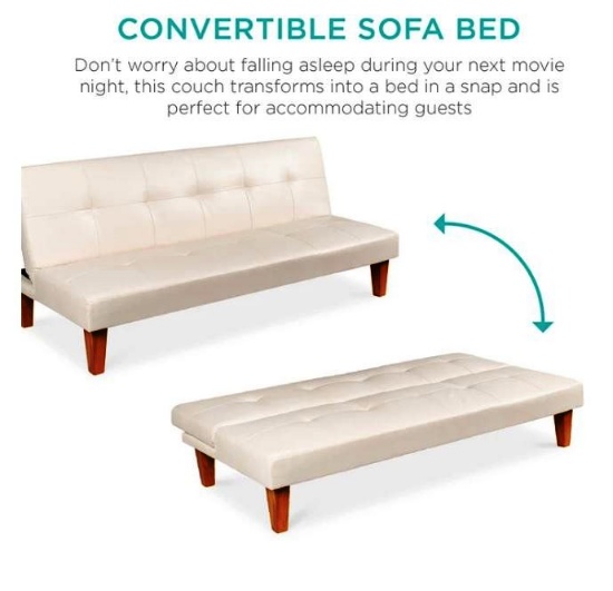 Convertible Lounge Futon Sofa Bed w/ Adjustable Back, Tufted Design