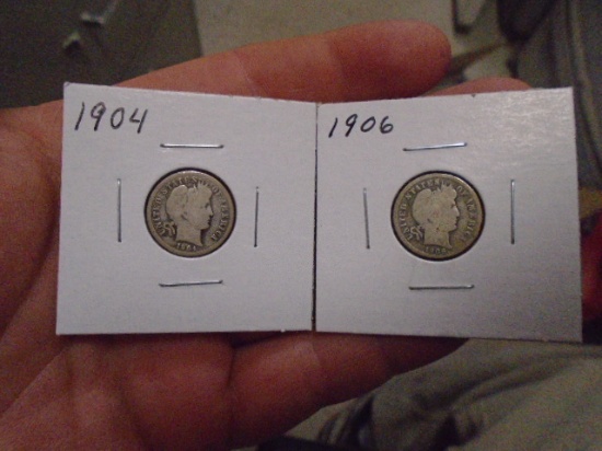 1904 and 1906 Barber Dimes