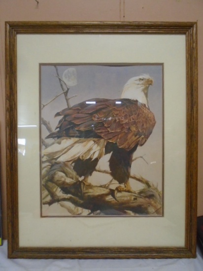 Beautiful Oak Framed Bald Eagle Print