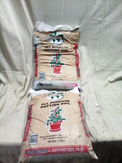 Pair of 16 Qt. bags of Gold Earth Potting Soil