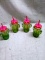 Set of Four Cacti Drink Glasses with Straws