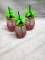 Three Pineapple Glass Drinking Containers 16.9 oz each