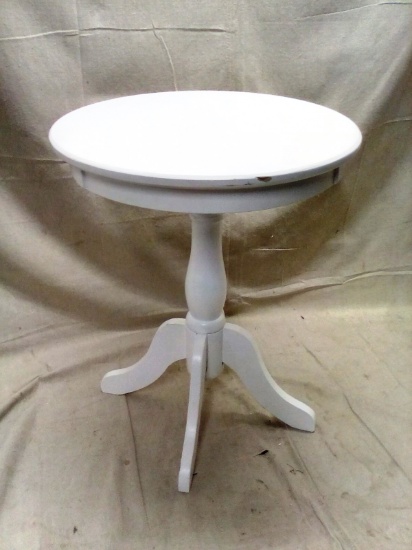 White Wooden Round Accent Table