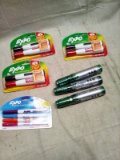 Four Packs of Dry Erase Markers and 3 Big Green Permanent Markers