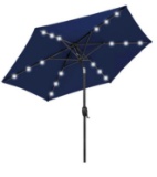 7.5ft Outdoor Solar Patio Umbrella w/ Push Button Tilt, Crank Lift Navy Blue