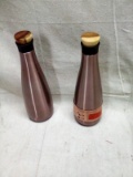 Pair of Stainless Steel Rose Colored Bottles