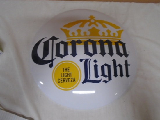 Corona Light Round Metal Button Sign