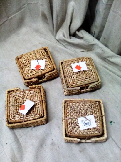 Four Sets of Wicker Coaster Sets