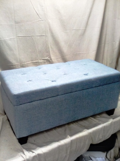 Light Blue Tufted Storage Ottoman